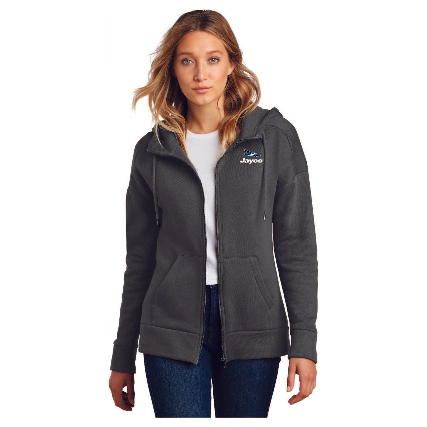 District® Women’s Perfect Weight® Fleece Drop Shoulder Full-Zip Hoodie - DT1104